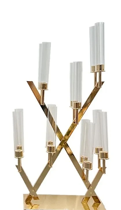 Centerpieces Pillar Road Leads Party Vase Diy Decoration 10 Pcs 14Head Candle Holder Metal Table