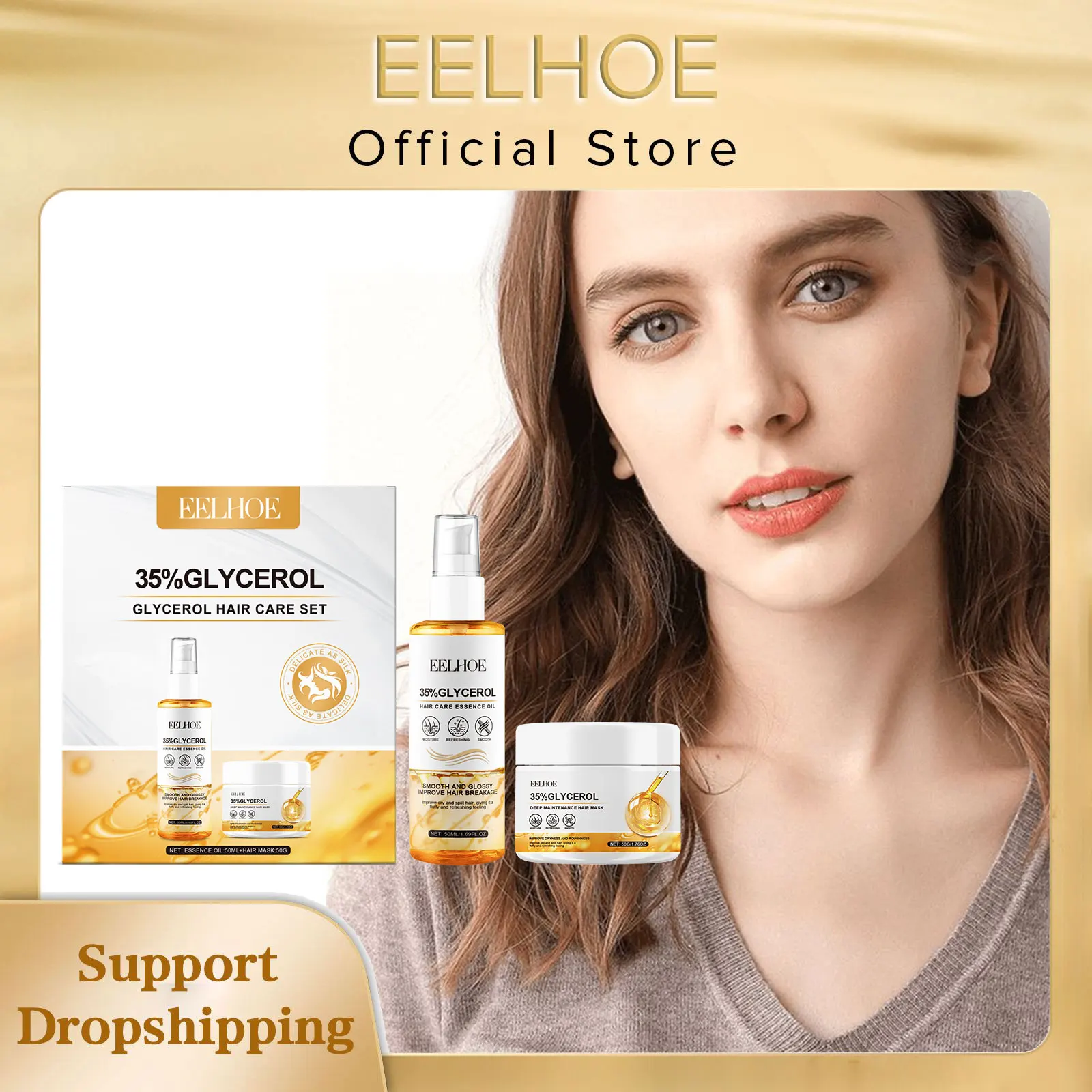 EELHOE Glycerol Hair Care Kit Hyaluronic Acid Essence Oil for Rapid Hair Growth Products Strengthen Smooth Magic Hair Care Mask