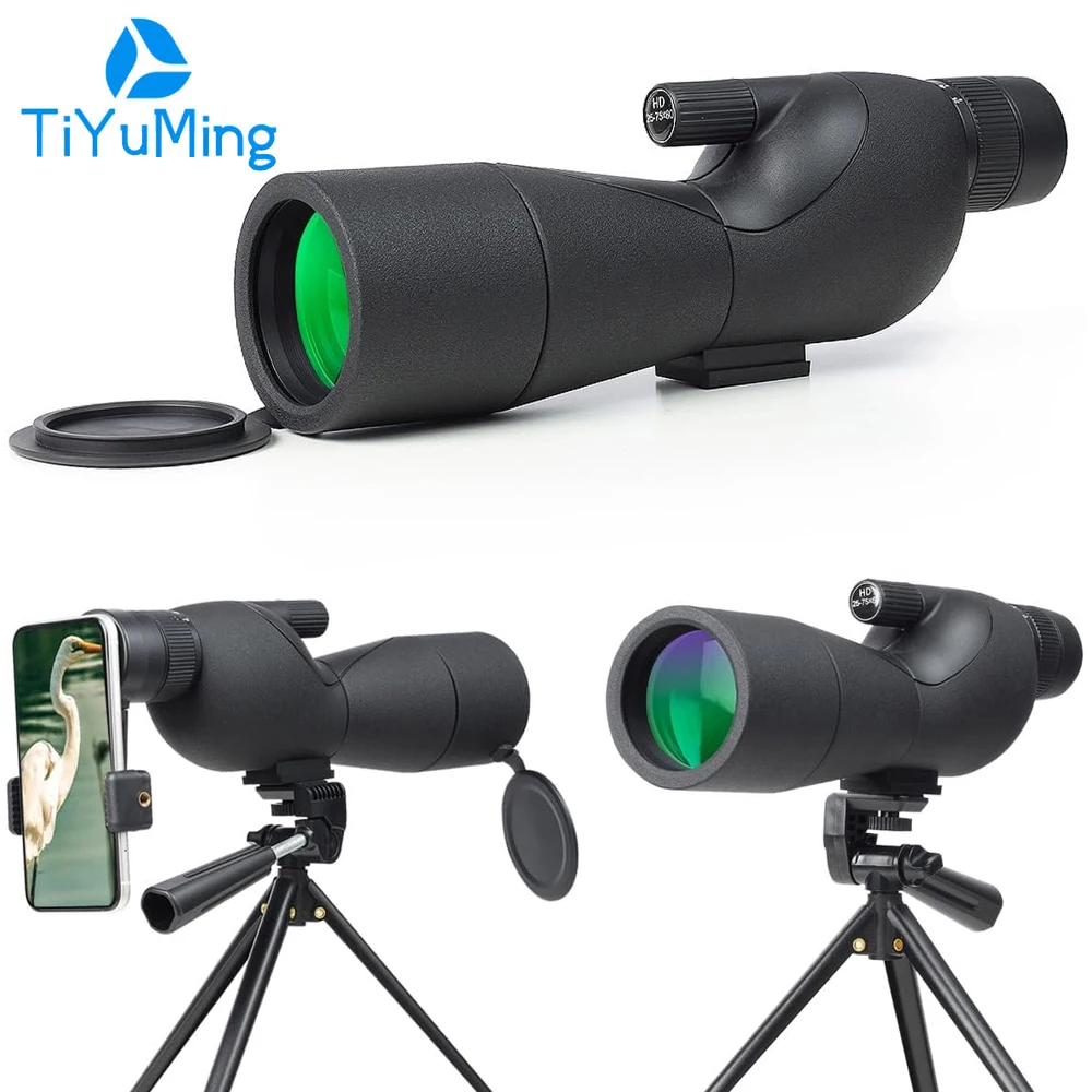 Professional Outdoor Spotting Scope 25-75X Magnification Bird Watching Scope 60mm Objective Lens Diameter Zoom Scope Monocular