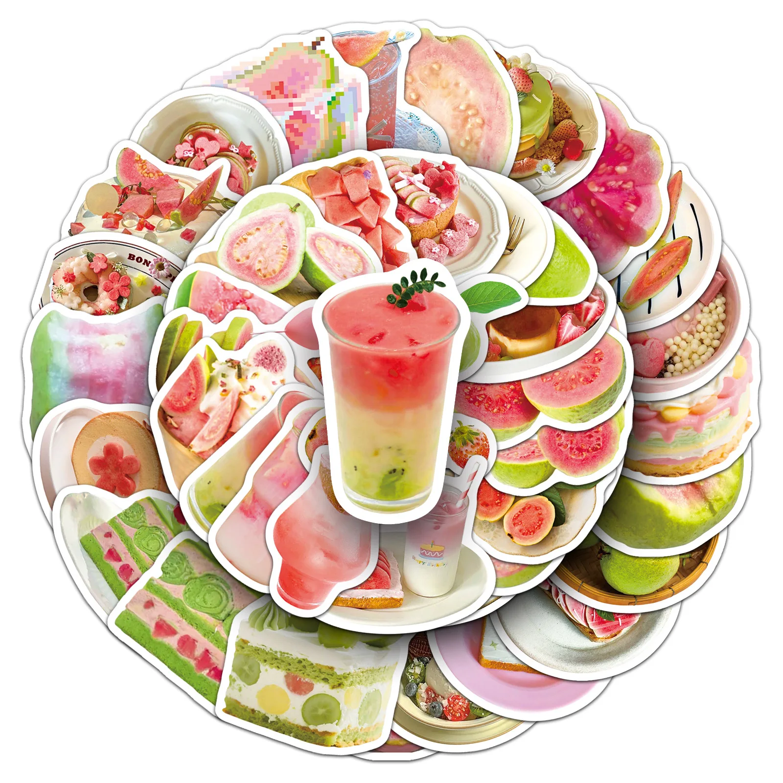 50 pegatinas de PVC estilo INS de guayaba para decoración diaria, para fundas de tabletas, marcos de fotos y equipaje
