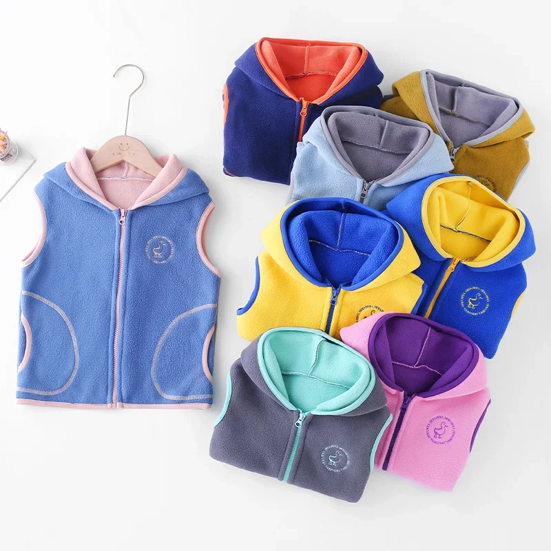 

New Autumn Winter Children Tops Clothes Jackets 2-11T Candy Colors Toddler Waistcoats for Boys Girls Casual Kids Hooded Vest