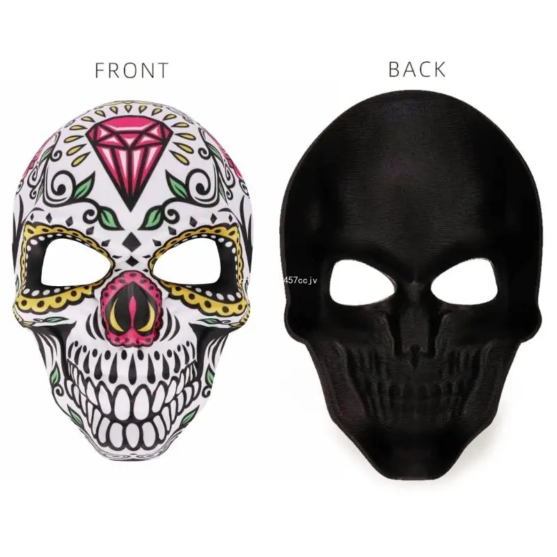 Halloween Mask Day of the Dead Cosplay Mask Scary Skull Print Mask Costume Prop for Holiday Festivals Dropship