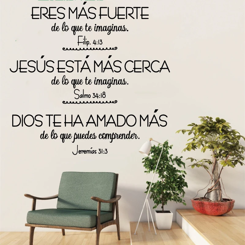 Hiszpańskie cytaty biblijne Naklejki ścienne Przypomnienie Religia Bóg Chrześcijańska modlitwa Drzwi do domu i okna Dekoracja szklana Naklejka wewnętrzna