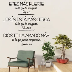 Spanish Bible Quotes Wall Stickers Admonition Religion God Christian Prayer Home Doors And Windows Glass Decoration Indoor Decal