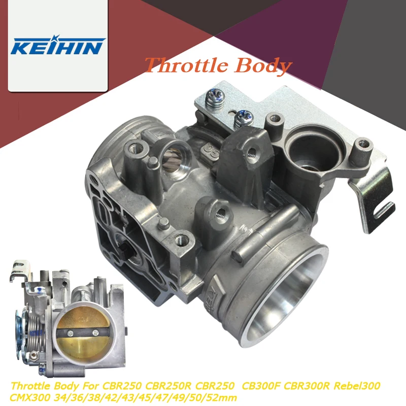 

Throttle Body For CBR250 CBR250R CBR250 CB300F CBR300R Rebel300 CMX300 34/36/38/42/43/45/47/49/50/52mm