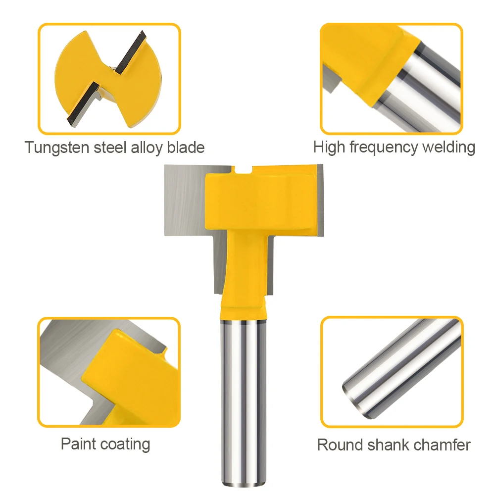 T-sloting Router Bit 8Mm Shank T Type Slotting Cutter untuk Alat Ukiran Kayu Tenon Miling Cutter Router Wood Bit