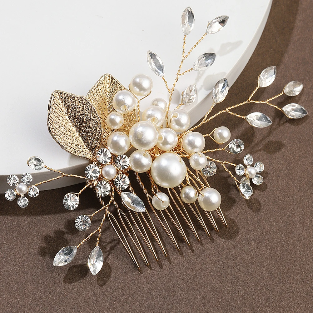 

Rhinestone Pearl Hair Comb Elegant Bride Wedding Accessories Women Girls Party Stand Out Unique Stylish Perfect Gift For Mother