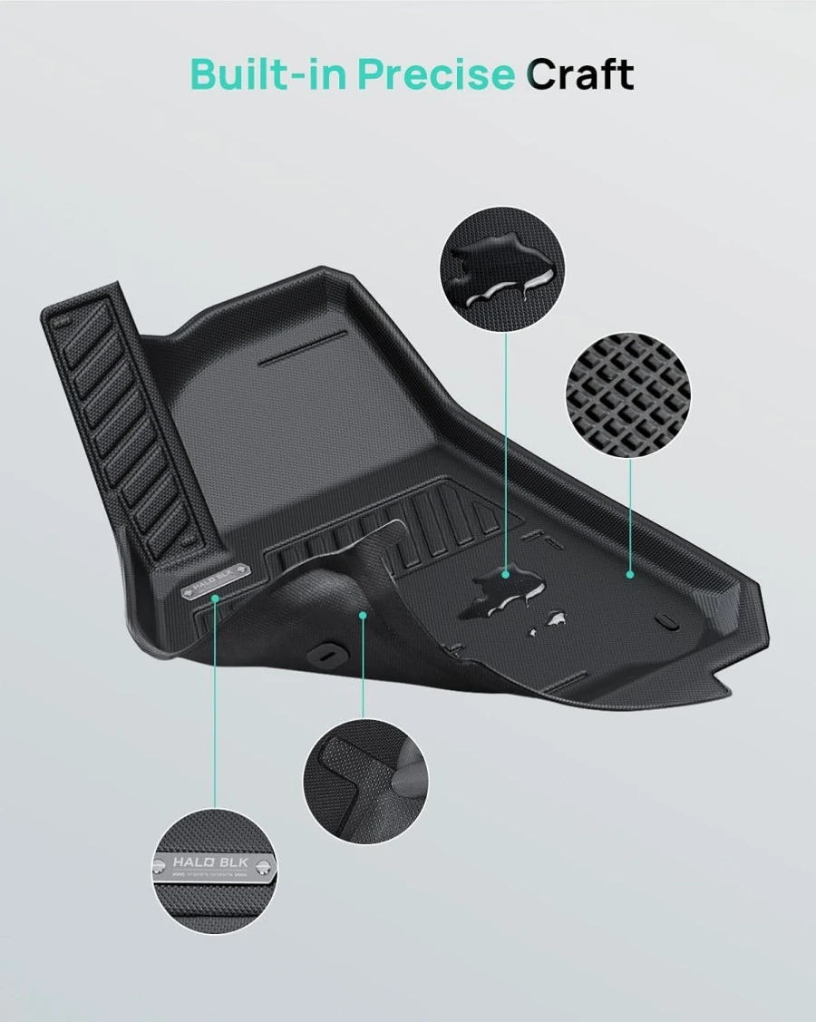HALO BLK tappetini per auto Design per Tesla Model Y 2024-2020 protezione per tutte le stagioni per fodere per pavimenti in TPE a doppio strato