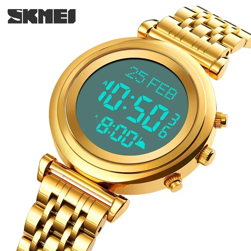 SKMEI 1892 Muslim Digital Watch Women Led Light Display Sport Watch Pilgrimage Time Reminder Qibla Direction Function Watch