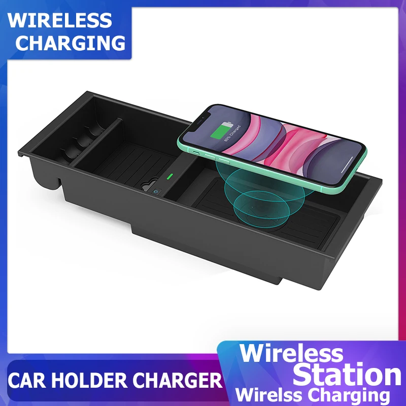 

Organizer Box Center Control USB Phone For Ford F150 F-150 2015 2016 2017 2018 2019 Charging Fast Car Charger 10W Wireless