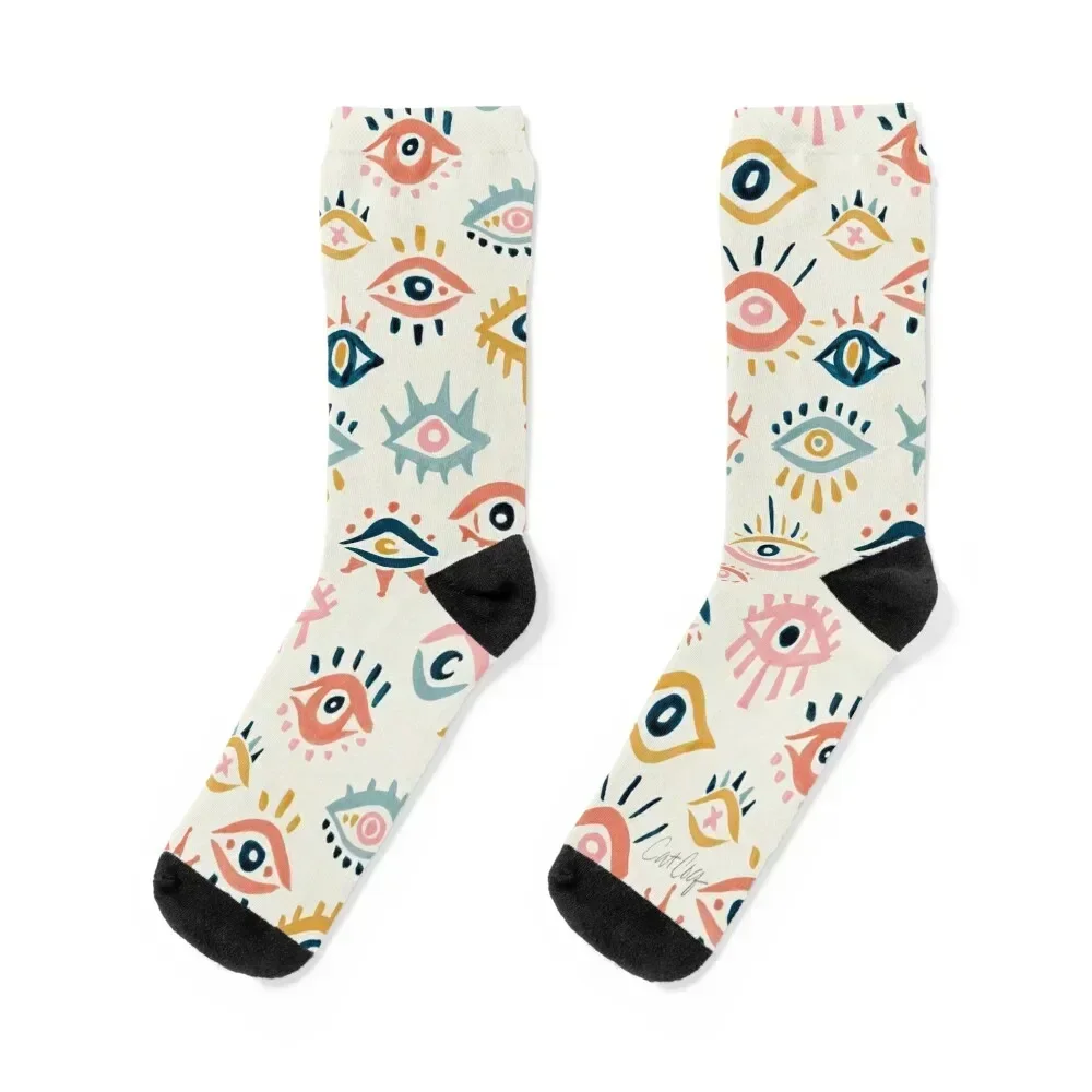 Mystic Eyes – Primary Palette Socks Thermal man winter japanese fashion Luxury Woman Socks Men's