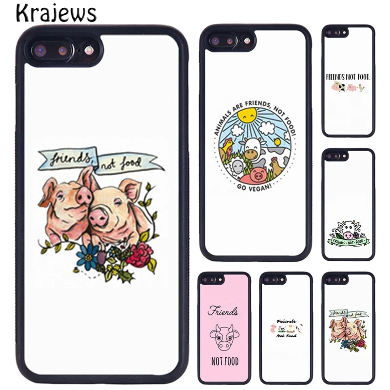 Krajews Friends not Food Vegan Quote Phone Case For iPhone 16 15 14 XR XS 11 12 mini 13 Pro MAX Plus cover coque