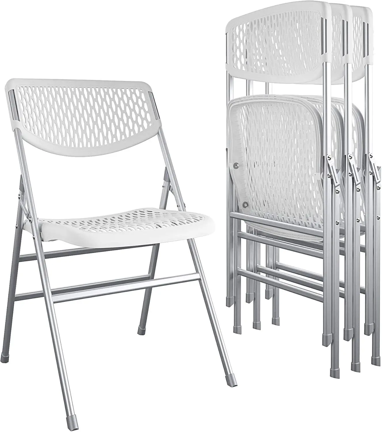 

COSCO Ultra Comfort Commercial XL Plastic Folding Chair, 300 lb. Weight Rating, Triple Braced, White, 4-Pack