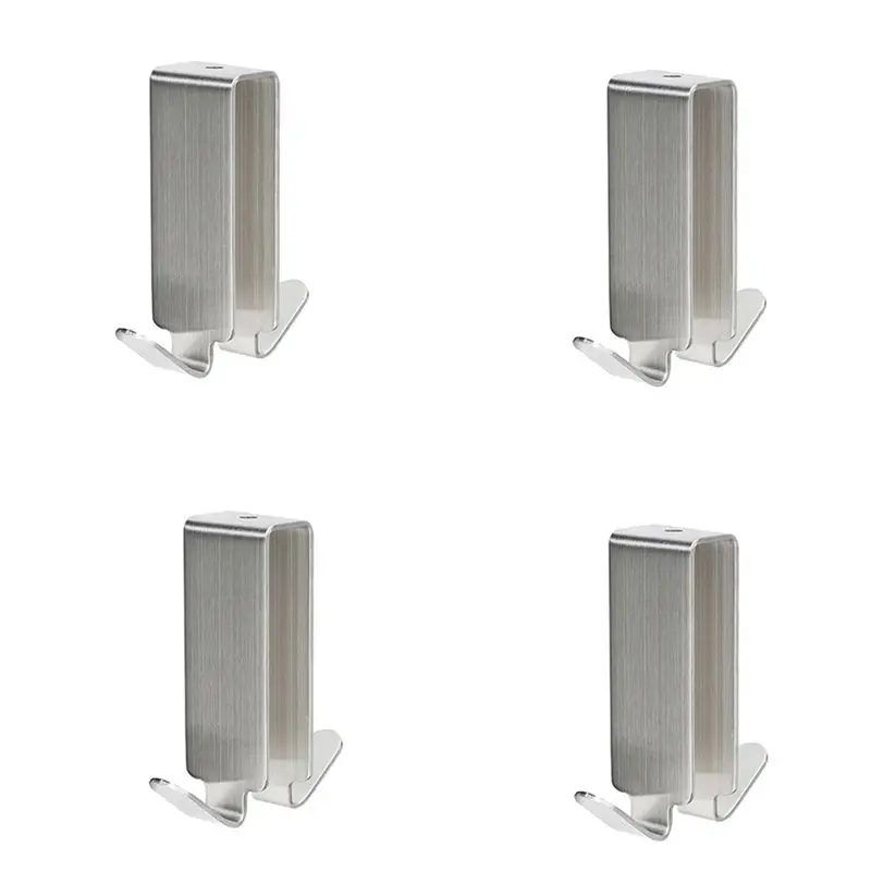 

AEE6-4PCS Double-Hook Hook Stainless Steel Wall Hooks Hook Bathroom Shower Door Towel Hook Glass Door Hook Hanger Holder