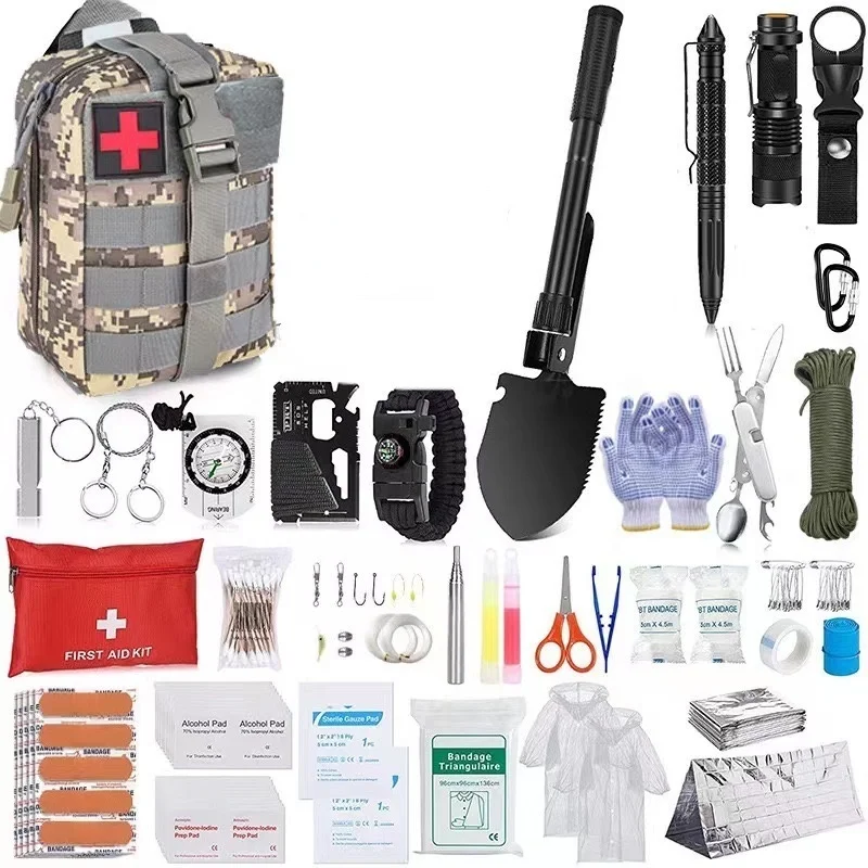 Survival Kit, First Aid Kit/Trauma Kit With Essential Survival Gear Emergency Medical Supplies For Hiking Camping Backpacking