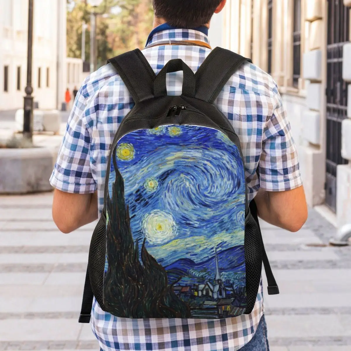 Mochila para ordenador portátil Vincent Van Gogh Starry Night para hombres y mujeres, bolsa de libros de moda para estudiantes universitarios, bolsas de pintura artística