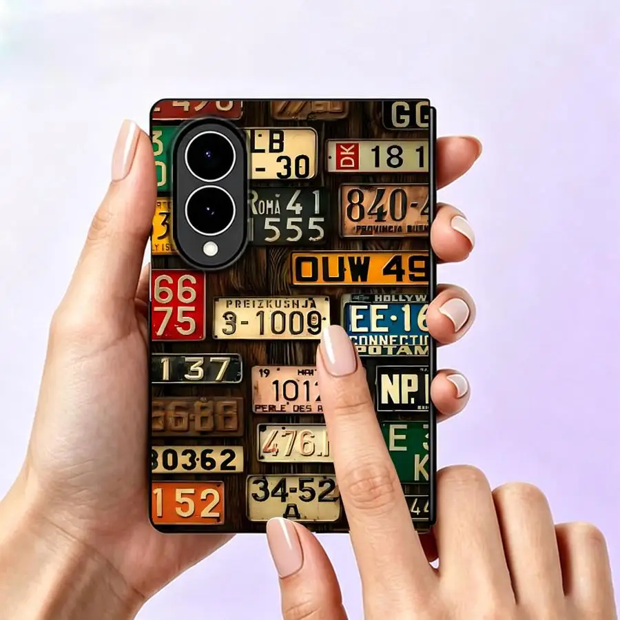 Luxury Phone Cover Case for Samsung Galaxy Z Fold8 Wide ZFold Wide Z Fold 8 ZFold8 Retro Car Number Plates - view 6