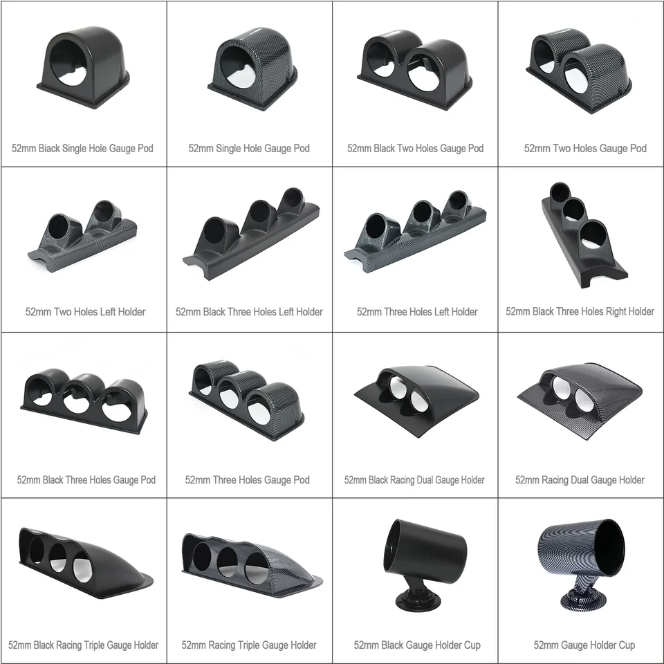 2-Hole 52mm A-Pillar Gauge Pod Holder – Left Hand Drive – Carbon Look – ABS