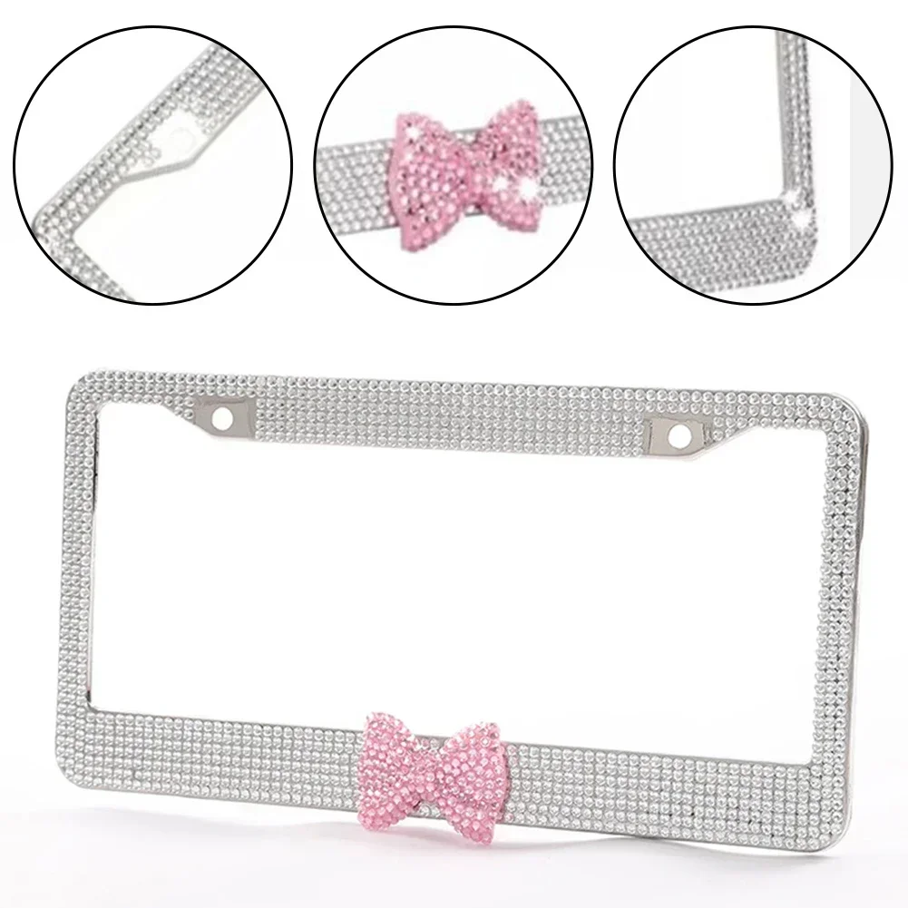 Handcrafted Crystal Rhinestone License Plate Frame – For Women’s Cars For All US Canada Car License Plate USEFUL