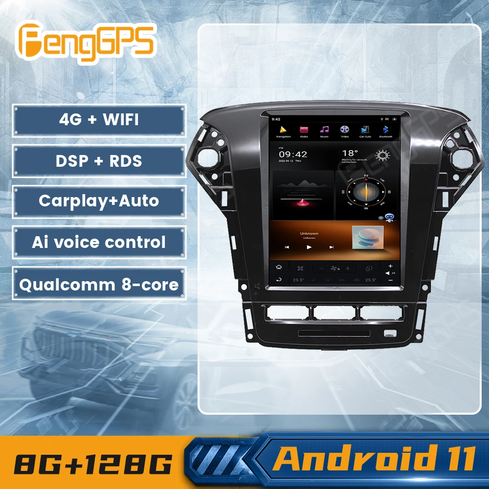 Android11 Stereo For Ford Mondeo MK4 2011-2013 Multimedia Head Unit GPS Navigation Car DVD Player IPS Touchscreen Bluetooth DSP