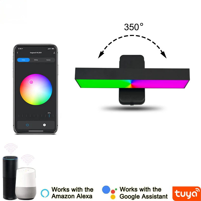 

LED Graffiti App 350 Degree Rotatable Strip Wall Light Indoor Outdoor Use in Courtyard and Exterior