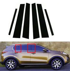 6PCS Car Glossy Black Pillar Posts For Kia Sportage 2017 2018 2019 2020 2021 2022 Door Window Trim Stickers Auto Accessories