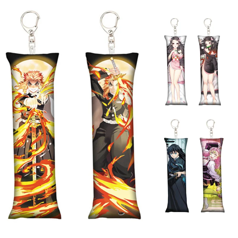 Anime Demon Slayer Tokitou Nezuko Rengoku Key Chain Cosplay Mini Dakimakura Pillow Case Hugging Body Keychain Accessories