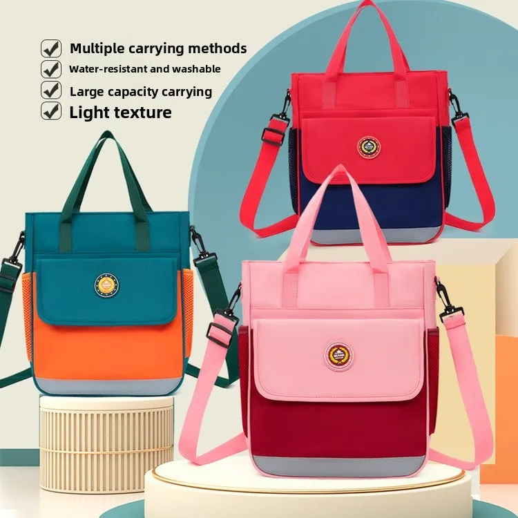 New Primary School Handbag Training Class Homework Bag 3‑Way Carry (Hand/Back/Crossbody) Kids School Bag