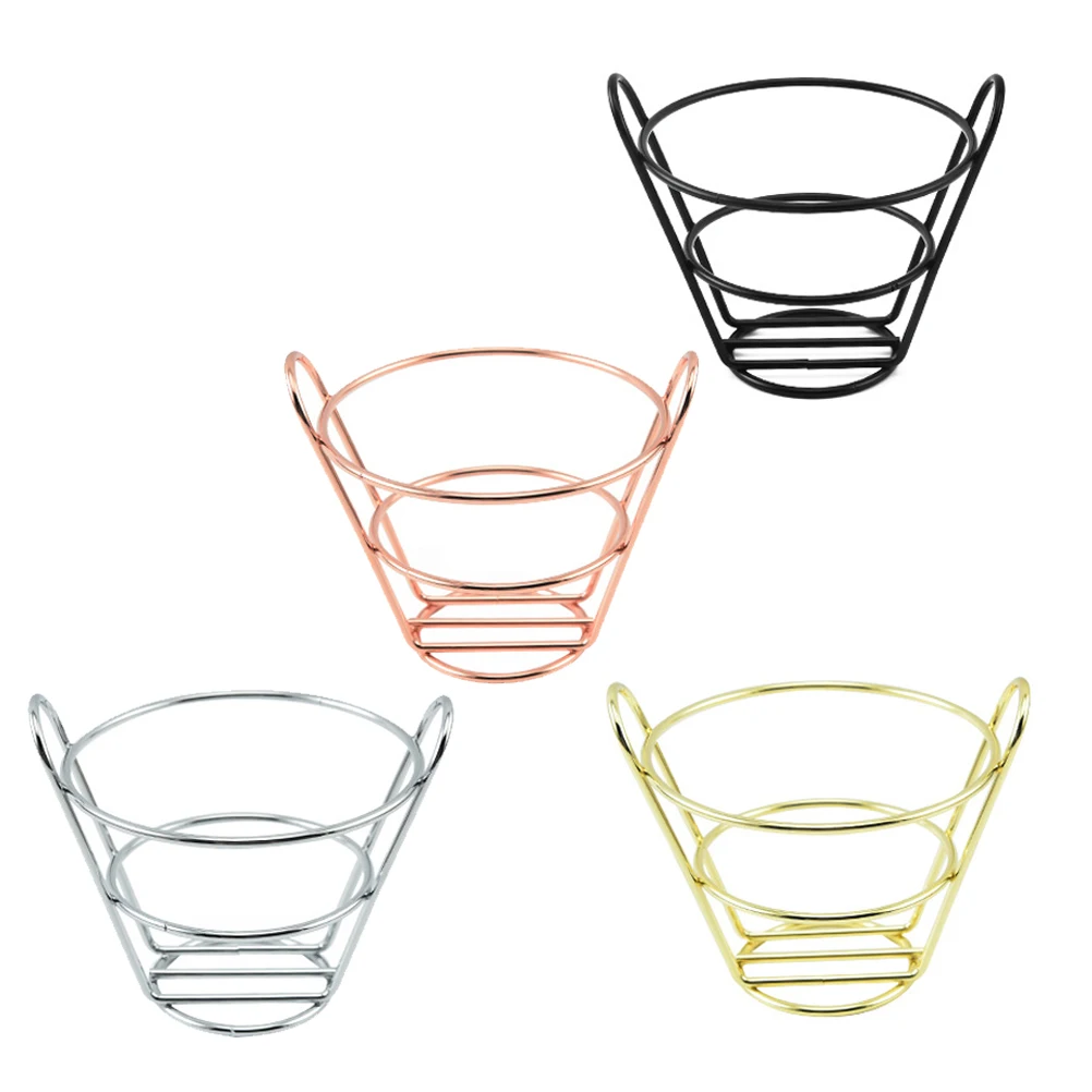 

4Pcs Handled Snack Basket Iron Plating Food Serving Storage Cone Shape French Fries Holder Fried Food Baskets