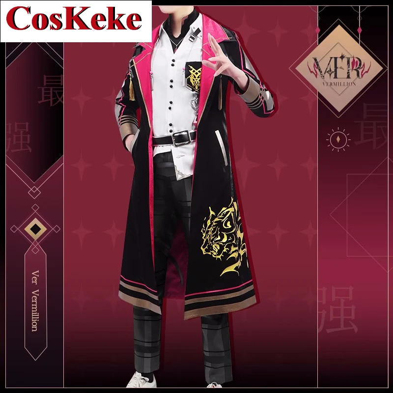 【Customized】CosKeKe Anime Vtuber Nijisanji XSOLEIL Ver Vermillion Cosplay Costume Handsome Combat Uniform Role Play Clothing