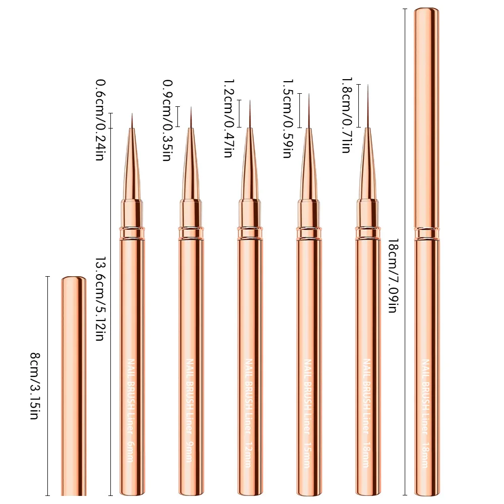 5pcs Nail Art Liner Brushes Set Hand Painted Brush UV Gel Colours Paints Builder Drawing Pen DIY Manicure Design Accessories