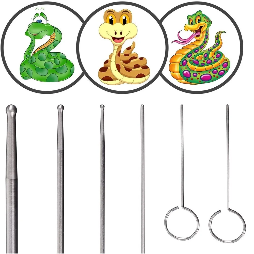 6pcs Professional Snake Gender Detector Probe Kit Round Ball Tip Reptiles Gender Detection Toy Reptile Accessories