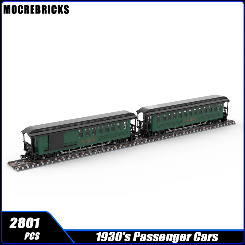 MOC-72928 City 1930's Passenger Cars Railway Train Carriages Building Block Assembly Model Brick Toy Children's Christmas Gifts