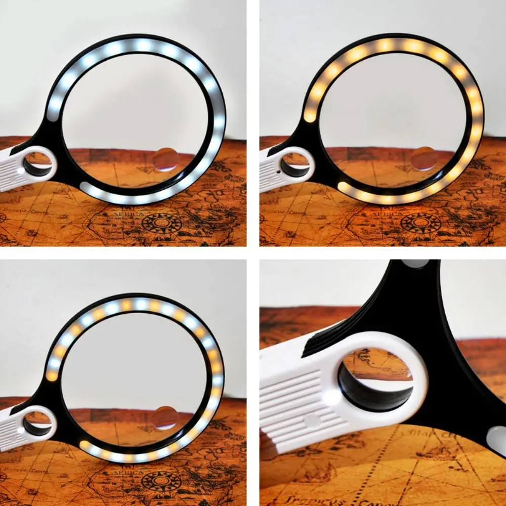 Extra Large 5x Magnifying Glass 5X 10X 20X 135mm Loupe Lens Handheld Magnifying Glass Illuminated with 34LED Lights