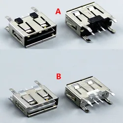 1-10PCS NEW A Type Flat Angle 180 Degree Female USB PCB Connector Socket USB Jack Plug