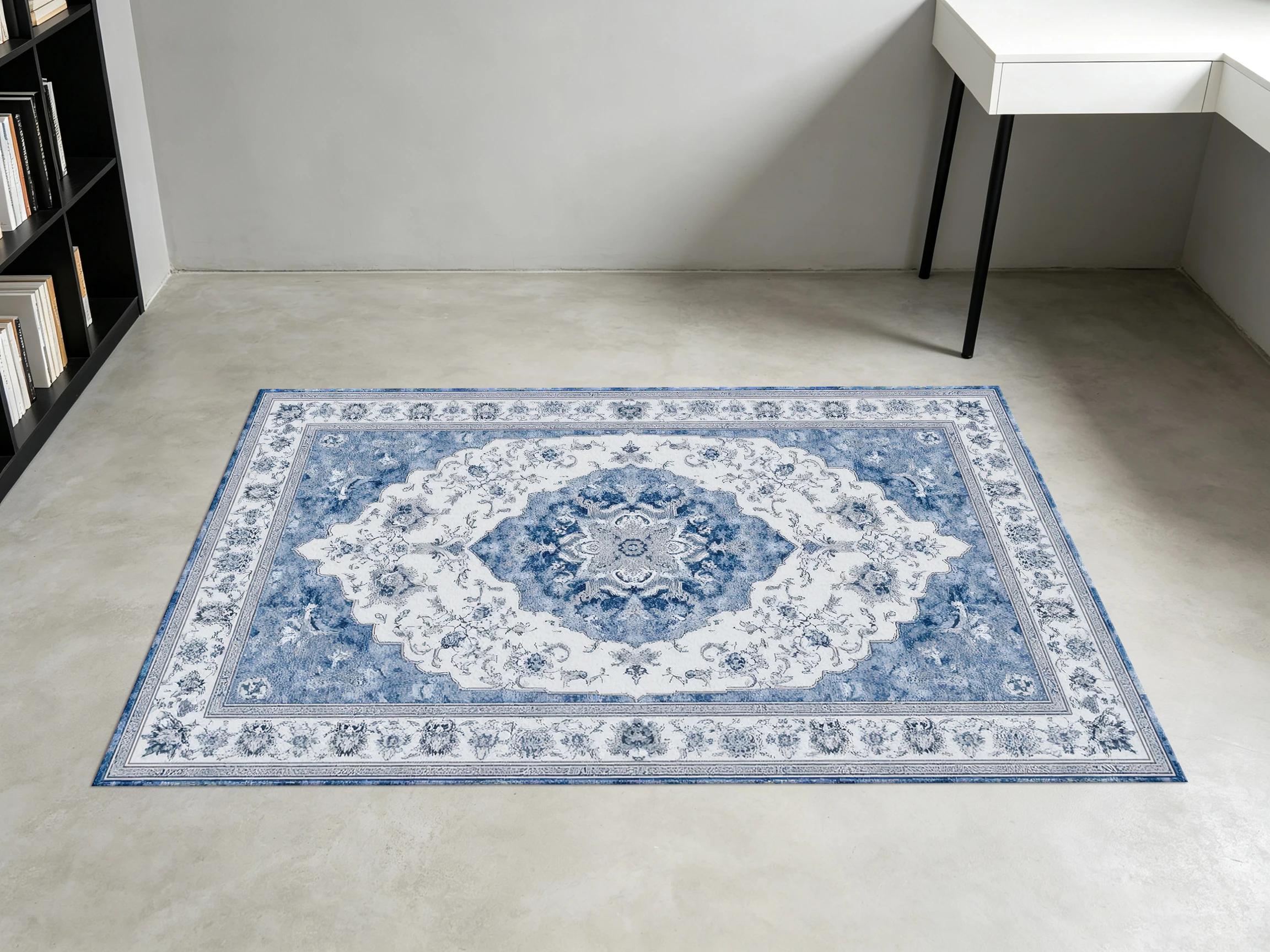 2D Beige European Retro Pattern Rug, Soft to the Touch, for Living Room & Bedroom