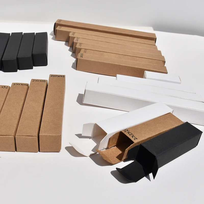 100pcs White Black Kraft Paper Tube Cardboard Boxes Essential Oil Bottle Packaging Box Blank Cosmetic Storage Box
