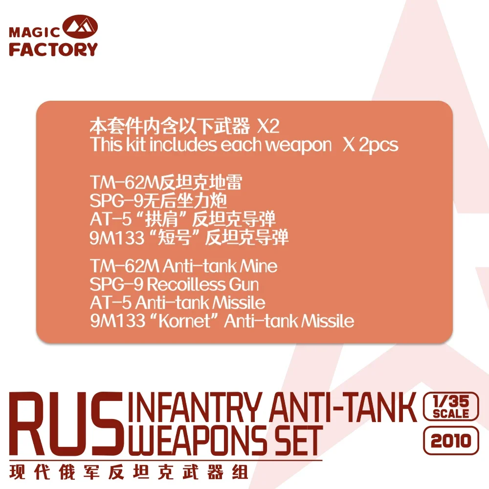 Magic Factory Plastic Assembly Model Kit MF-2010 1/35 Modern Russian Anti Tank Weapon Group