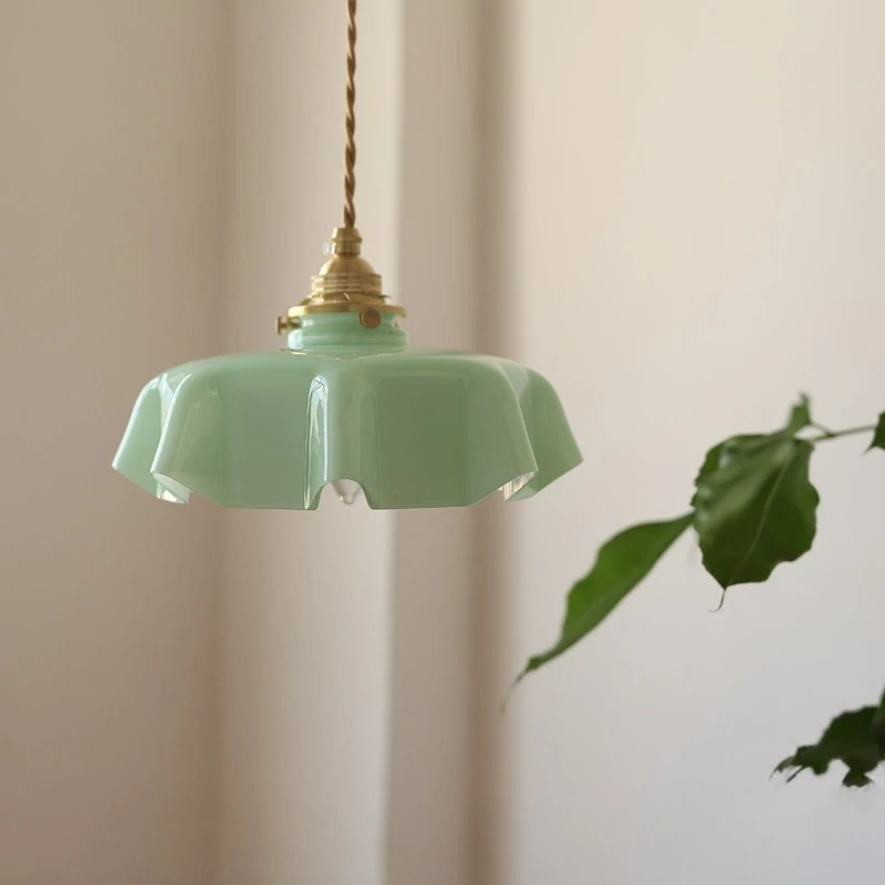 French Cream Style Flowers Glass Pendant Lights Dining Room Table Kitchen Bedroom Bedside Hang Lamp