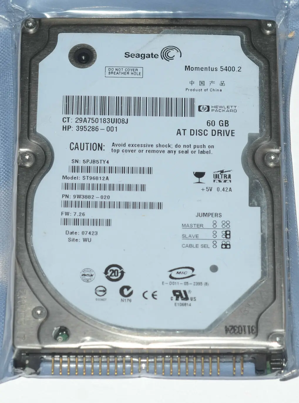 

For ST96812A Seagate 60GB 5.4K RPM 8MB 2.5" IDE/PATA Laptop Hard Drive