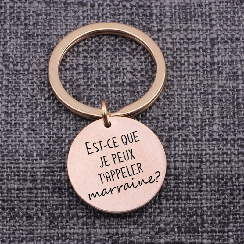 Fashion French Keychain Father's Day Mother's Day Gift for Godmother/Godfather:EST-CE QUE JE PEUX T'APPELER marraine / Parrain