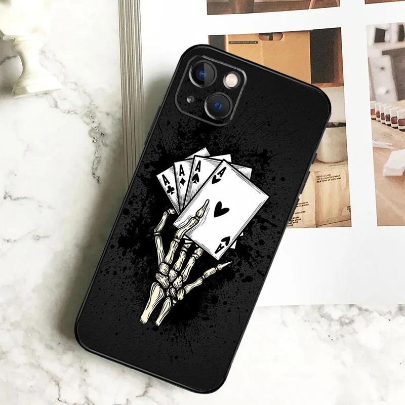 Mystery Poker Card Case For iPhone 11 12 13 14 15 16 Pro Max Plus 12 13 Mini X XR XS Max 7 8 Cover Coque