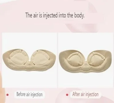 Inflatable Bra, Massager Gather Invisible Chest Patch, Fake Breast Boobs, Upper Support, Strapless Underwear,Implant Transgender