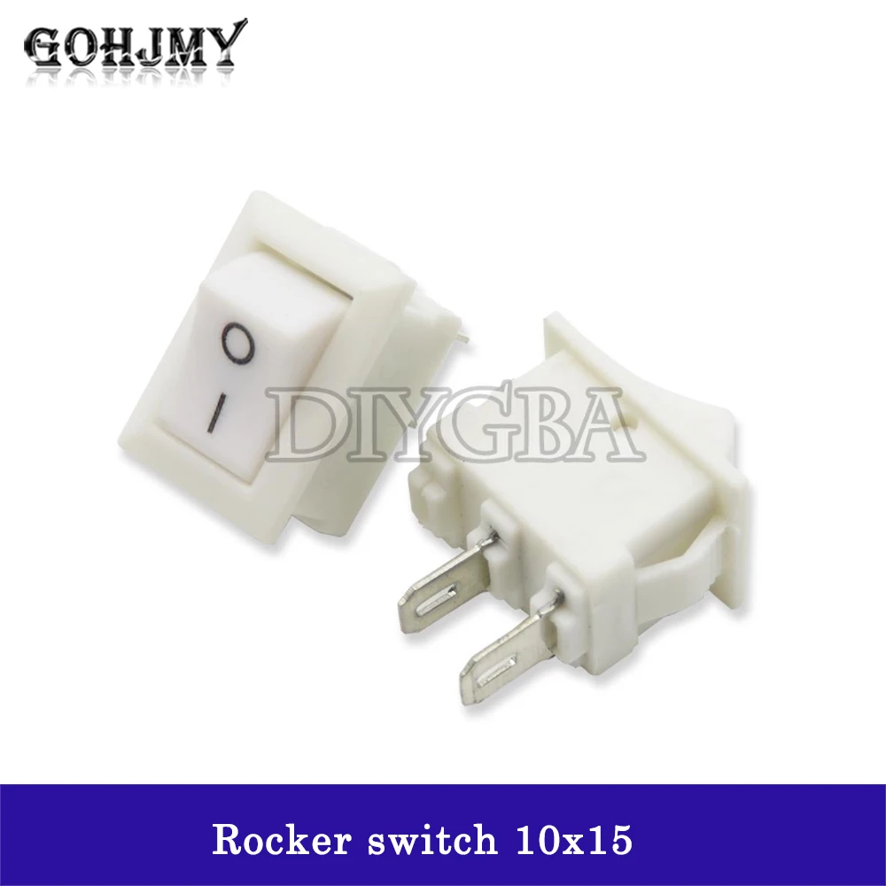 10PCS Push Button Switch 10x15mm 2Pin 3A 250V KCD11 Snap-in on/Off Rocker Switch 10MM*15MM Black Red and White