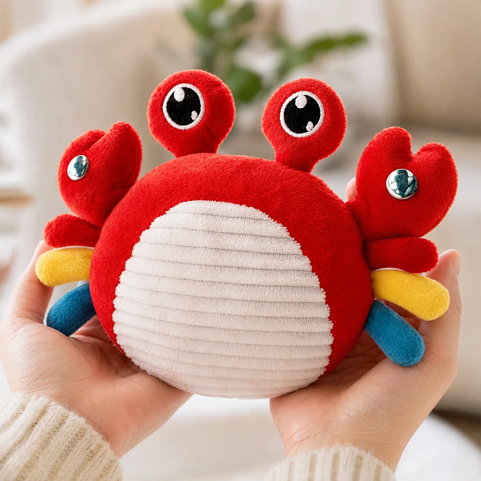 Touch Activated Musical Crab Plush Stuffed Animal Single Dual Interactive Play Soft Fabric Battery Powered Gift