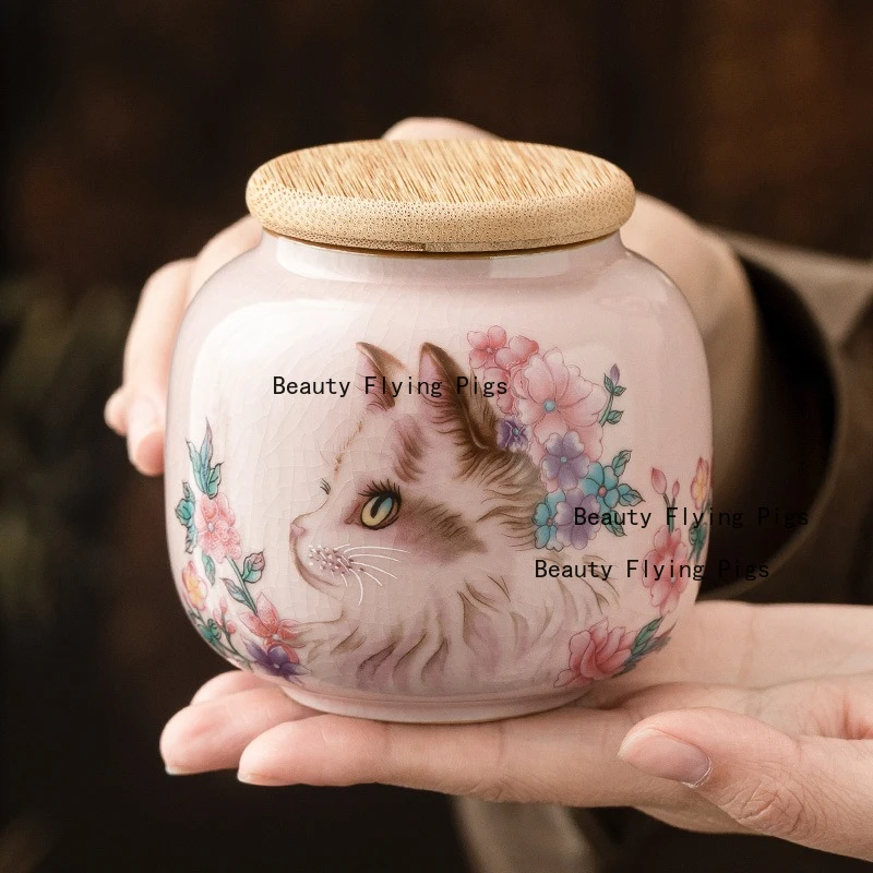 1 unidade Urna de Cerâmica Mini Gato, Urna Chinesa à Prova de Umidade para Cinzas de Animais de Estimação, Urna Pequena para Gatos e Cães, Caixa para Pelos de Animais, Suprimentos para Animais de Estimação 8.7x8.7cm