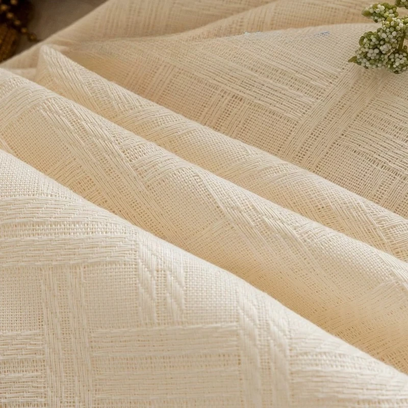 Modern Luxury Cream Texture Tulle Curtains for Living Dining Room Bedroom Transparent Light Not Transparent People Custom Size