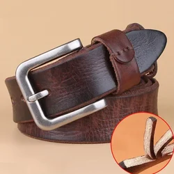 Cinturón de piel auténtica para hombre, correa de alta calidad con capa superior, hebilla de cuero puro, a la moda, marca de diseñador de lujo, 2024