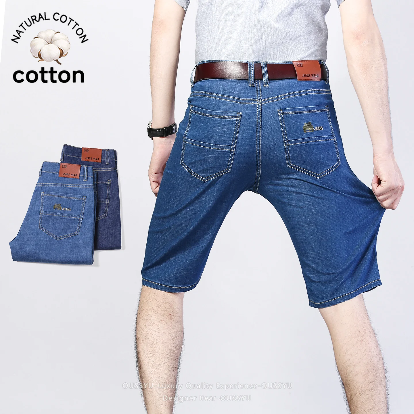 High Quality Men's Summer Denim Shorts Elastic Loose Knee Length Shorts Streetwear Jorts Bermuda Cargo Shorts Man Plus Size 40