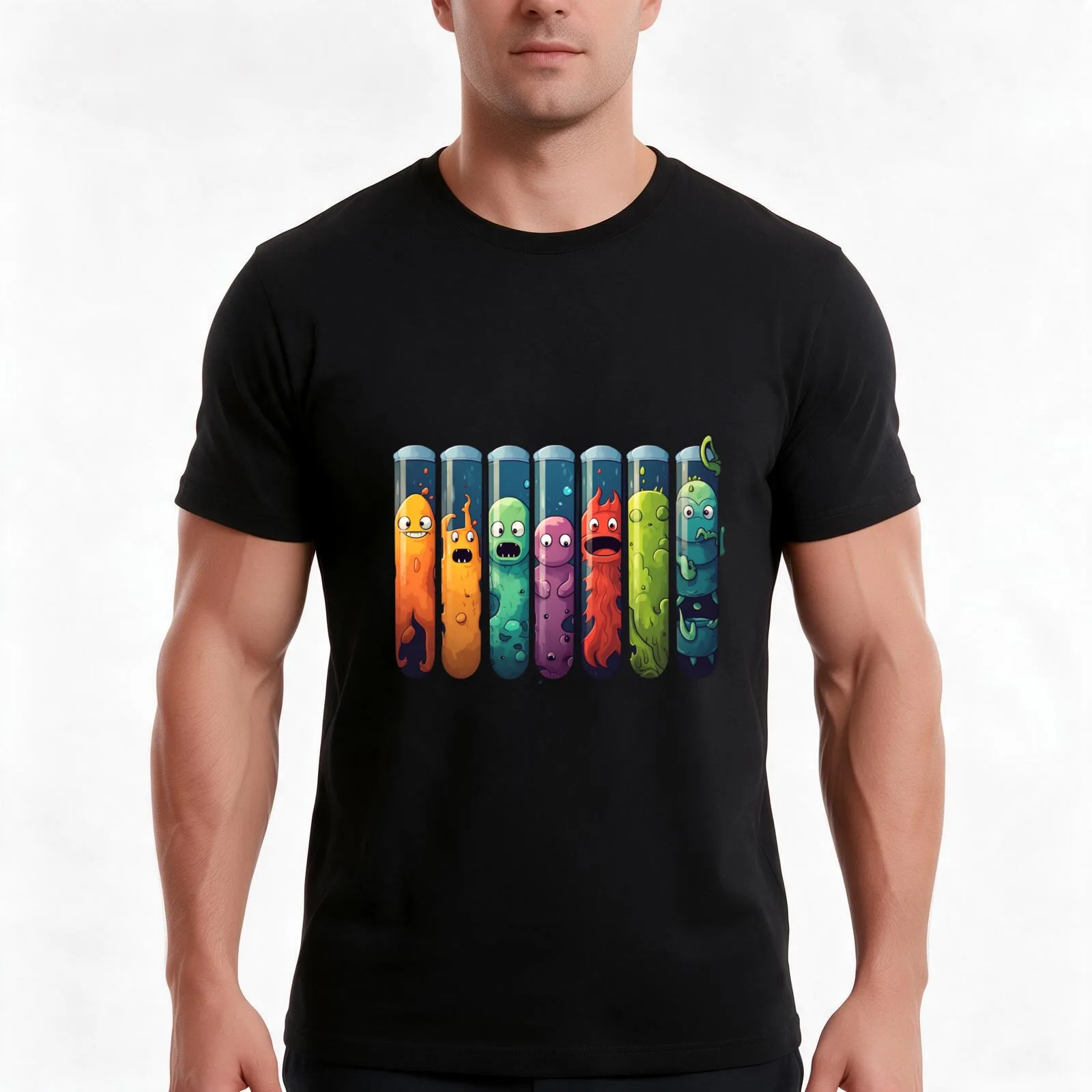 Science-Chemistry Test Tube 2 T-Shirt, Summer Casual Cotton Tee, Oversized Streetwear Tops, Vintage Graphic Print, 100% Cotton